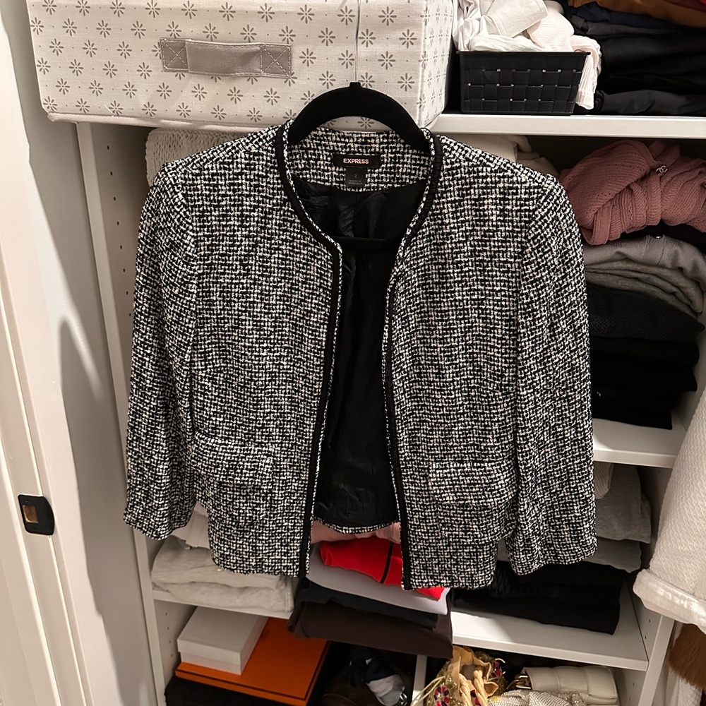 Express Black & White Tweed Jacket Blazer Size 2